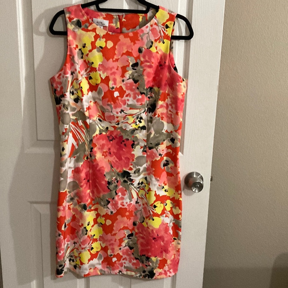 ALYX Ltd Size 14 sleeveless orange & brown dress, full zipper. Made in Vietnam